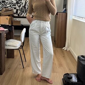 Massimo Dutti White High-Waisted Straight Leg Pants – XS (EU 34)